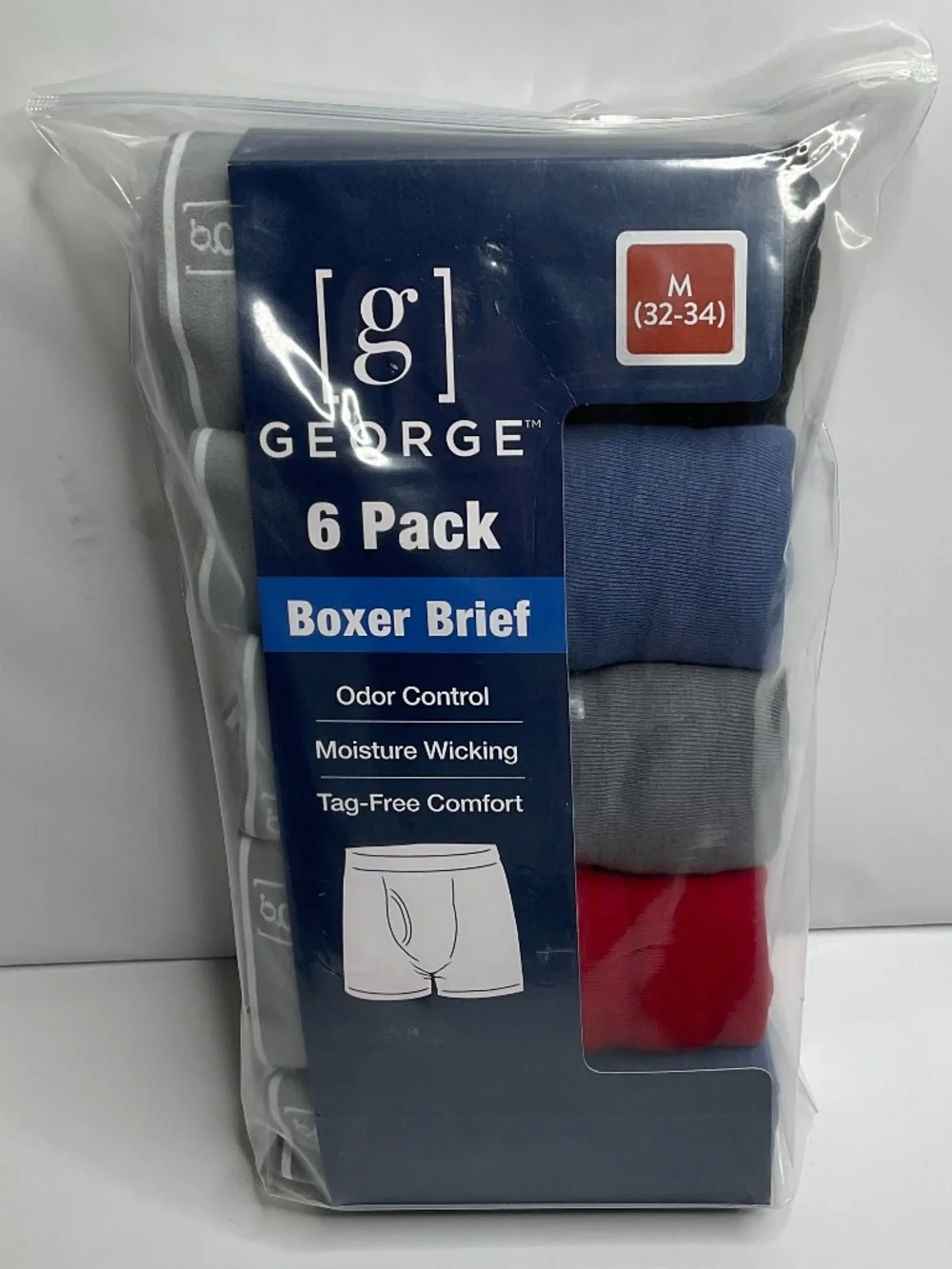 George Men’s Cotton Blend Boxer Briefs Medium (32-34)